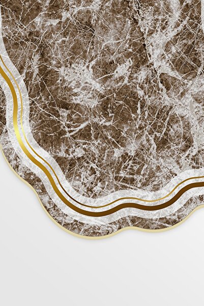 Alanur Home Laser Cut Djt 2 Pack Πλενόμενη αντιολισθητική βάση Χαλάκι μπάνιου Σετ Τουαλέτας 203 Φιγούρα Καφέ