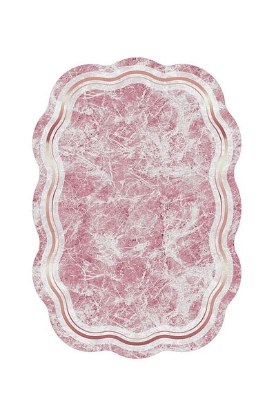 Alanur Home Laser Cut Djt 2 Pack Πλενόμενη αντιολισθητική βάση Χαλάκι μπάνιου Σετ Τουαλέτας 203 Ροζ με Σχήματα