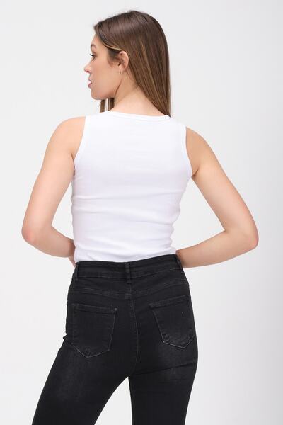 PUNKY CAT Women's White Sleeveless Blouse