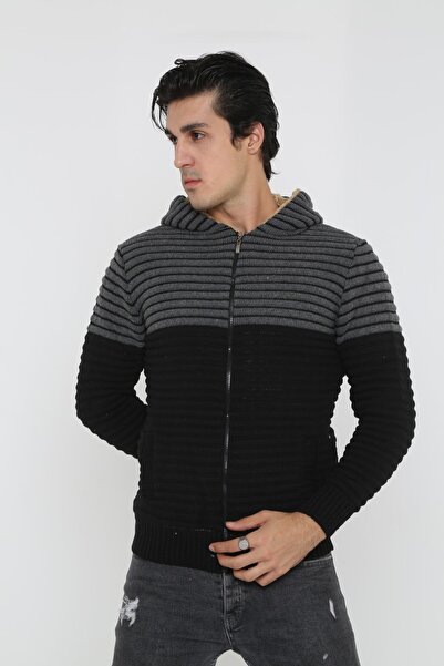 KMKkombin Men's Double Color Fur Cardigan