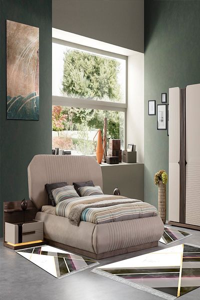 Alanur Home Eko Trend Djt Πλενόμενη αντιολισθητική βάση 3 τεμαχίων υπνοδωματίου F5002 Μαρμάρινο Μαύρο Λευκό