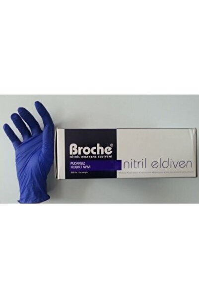 Broche Mavi Nitril Eldiven Pudrasız S Beden