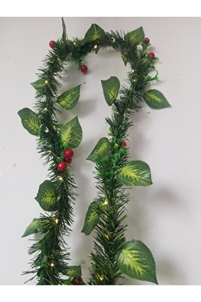 KozmoParti Yılbaşı Süsü Yapraklı Ledli Kokina Dolanabilen 2m Gün Işıklı Yapay Çam Dali Şömine Dekoru