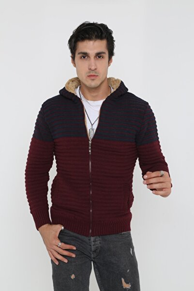 KMKkombin Men's Double Color Fur Cardigan