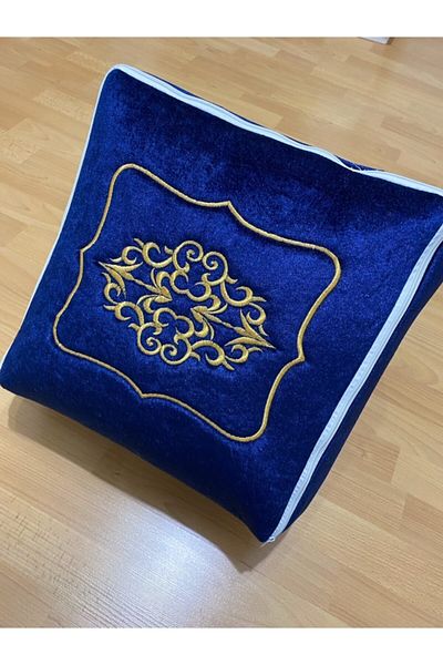 AYHANHOME Кадифена зестра 35x30 см, тъмносиня, златна, бродирана, с скрап за годеж, булка, младоженец