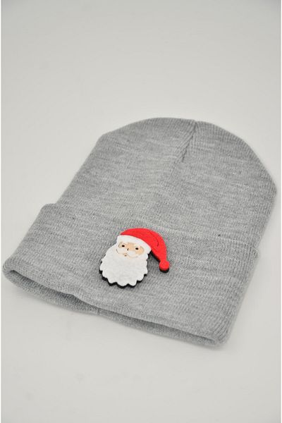 mottomia New Year/Valentine's Day Special Collection Gray Color Gift Beret with Santa Claus Figure