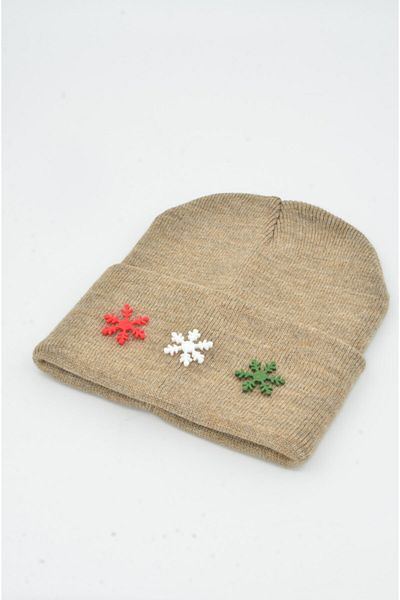 mottomia New Year/Valentine's Day Special Collection Brown Gift Beret with Snowflake Figure