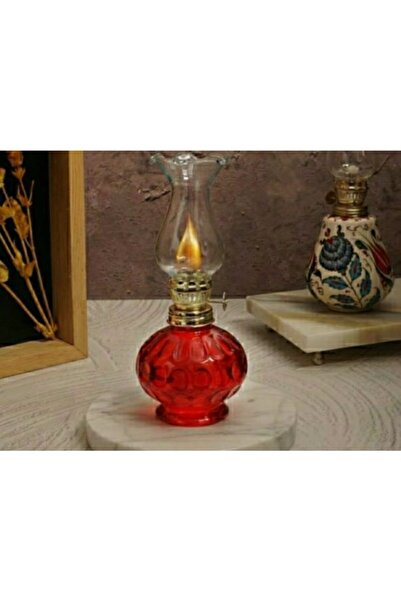 ÖZLEVENT Kristal Nostalji Kırmızı Yuvarlak Gaz Lambası