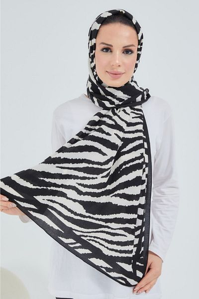 çiğdem eşarp Ları Printed Patterned Mio Jazz Shawl Zebra Pattern