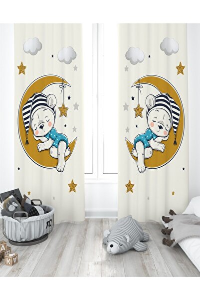 EVPANYA Сонний ведмедик з візерунком, сатинова штора Lightout, одна стулка