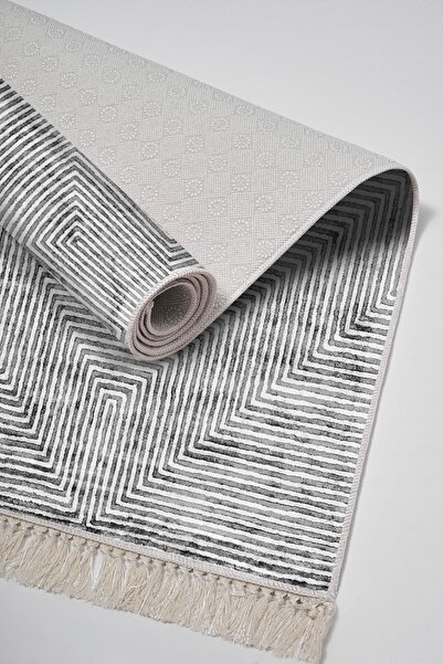 Alanur Home Eko Trend Djt Πλενόμενη αντιολισθητική βάση 3 τεμαχίων υπνοδωματίου Mu134 μοντέρνο γκρι