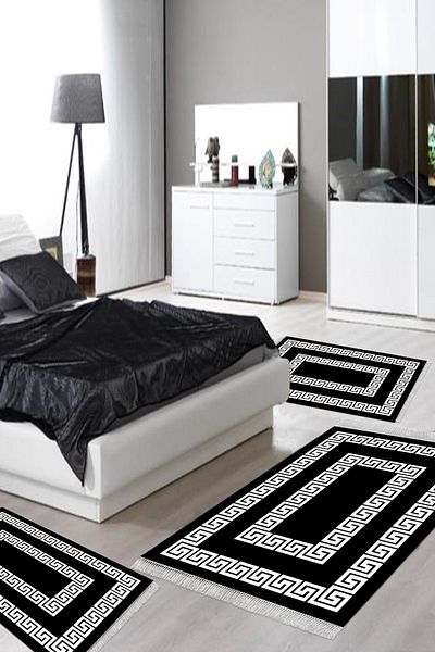 Alanur Home Eko Trend Djt Πλενόμενη Αντιολισθητική Βάση 3 τεμαχίων Υπνοδωμάτιο Σετ 650m Μοντέρνο Μαύρο