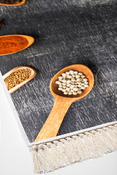 Alanur Home Eko Trend Djt 2 Li Πλενόμενη Αντιολισθητική Βάση Σετ χαλιών κουζίνας Mu170 Kitchen Black