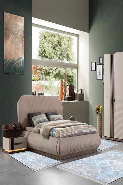 Alanur Home Eko Trend Djt Πλενόμενη αντιολισθητική βάση 3 τεμαχίων κρεβατοκάμαρας 1303 Μοντέρνο Λιλά