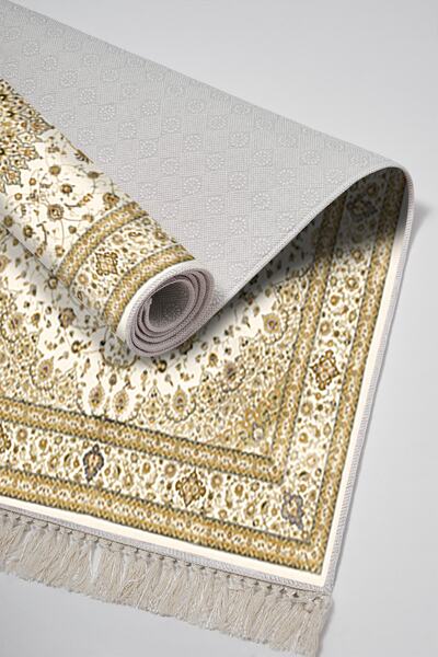 Alanur Home Eco Trend Djt Washable Non-Slip Base 3-Piece Bedroom Set P1360 Ottoman Cream