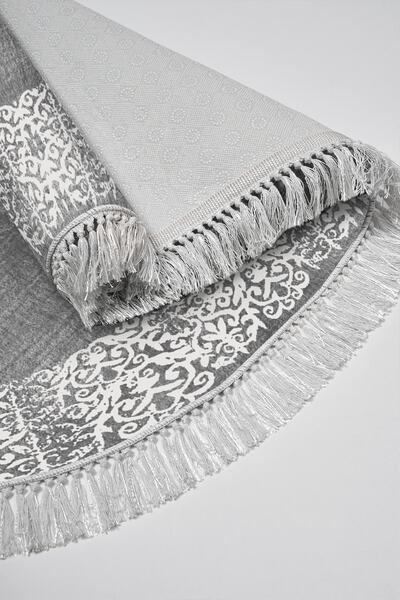 Alanur Home Eco Trend Djt - 2-Piece Washable Non-Slip Based Oval Bath Mat 1460, Modern Gray (60X100 - 50X60)