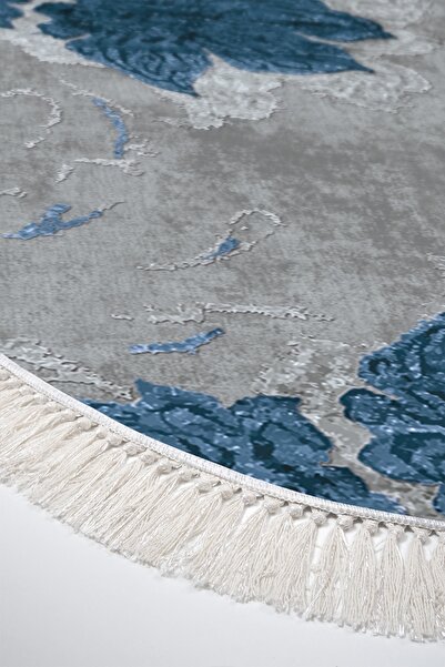 Alanur Home Eko Trend Djt 2 Li Мийний килимок для ванної кімнати з овальною основою 660м Акварель Синій (60 X 100 - 50 X 60)