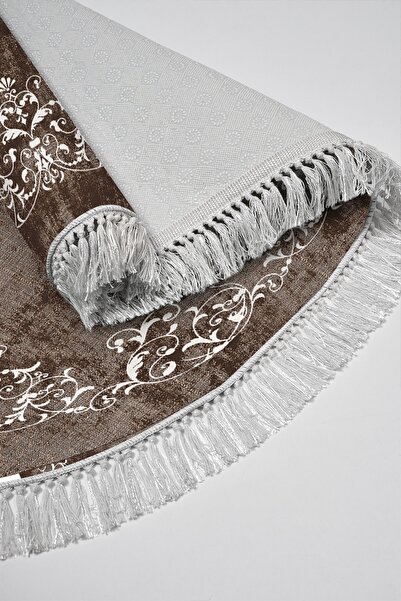 Alanur Home Eko Trend Djt 2 Piece Washable Non-Slip Base Oval Bathroom Mat 616 Classic Brown (50 X 80 - 40 X 50)