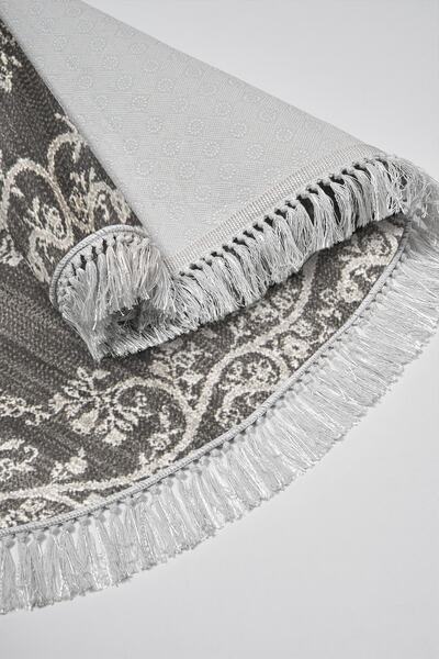 Alanur Home Eko Trend Djt 2 Piece Washable Non-Slip Base Oval Bathroom Mat 762 Ottoman Gray (60 X 100 - 50 X 60)