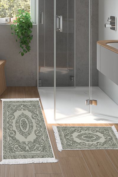 Alanur Home Eko Trend Djt 2 Pack Πλενόμενο Αντιολισθητικό Χαλάκι Μπάνιου 747 Classic Grey (50 X 80 - 40 X 50)
