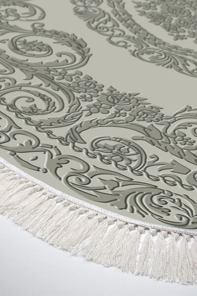 Alanur Home Eko Trend Djt 2 Piece Washable Non-Slip Base Oval Bathroom Mat 747 Classic Gray (50 X 80 - 40 X 50)