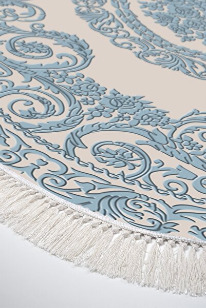 Alanur Home Eko Trend Djt 2 Прати можна Нековзна основа Овальний килимок для ванної 747 Класичний синій (50 X 80 - 40 X 50)