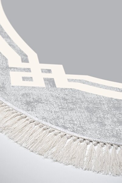 Alanur Home Eko Trend Djt 2 Li Yıkanabilir Kaymaz Taban Oval Banyo Paspas 657m Modern Gri (50 X 80 - 40 X 50)