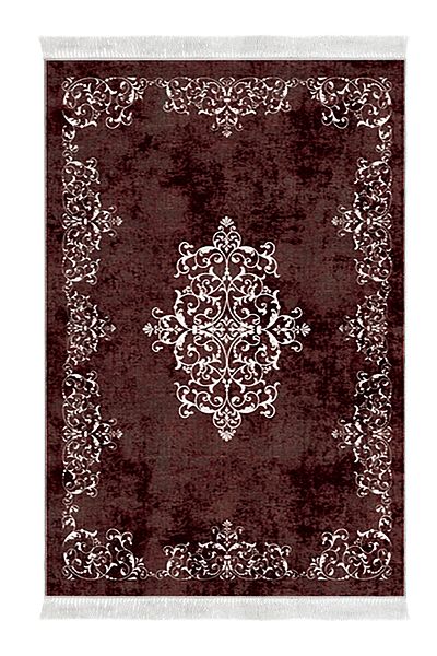 Alanur Home Set de 3 covorașe de baie lavabile cu bază anti-alunecare 616 Classic Claret Red