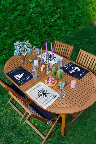 Realhomes 4-Piece Navy Blue Sailor Motif American Service Set
