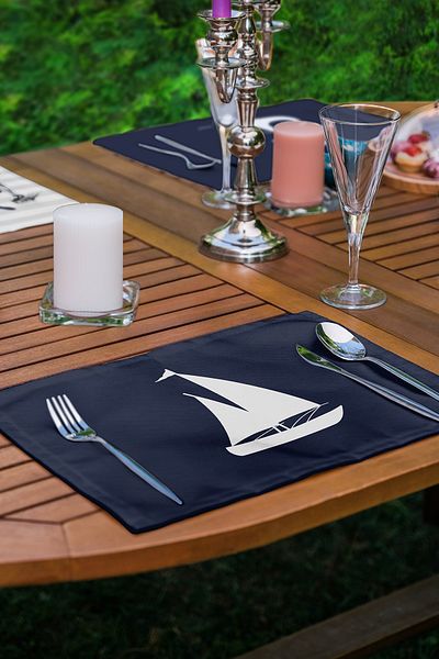 Realhomes 4-Piece Navy Blue Sailor Motif American Service Set