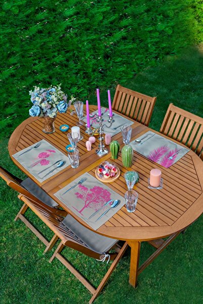 Realhomes 4-dijelni set podmetača sa motivom fuchsia drveta na sivoj pozadini