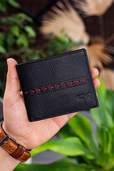 Garbalia Altadena Genuine Leather Black Men's Wallet with Saddle Stitching