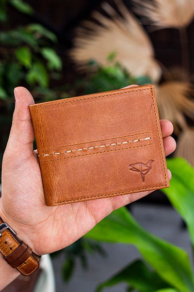 Garbalia Мъжки кожен портфейл Altadena Crazy със зашити сарашки