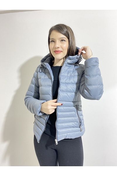 PIQUE Women's Hooded Gray Puffer Jacket