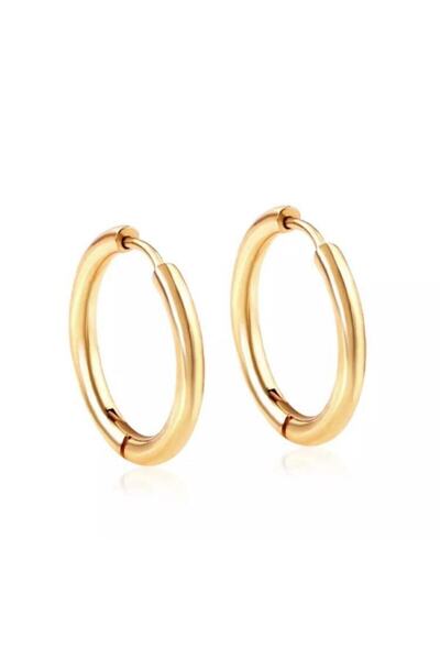 TakıConcept Altın Renkli Orta Boy Çelik Halka Küpe 14mm