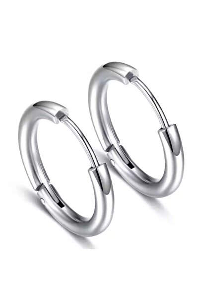 TakıConcept Gümüş Renkli Büyük Boy Çelik Erkek Halka Küpe 18mm