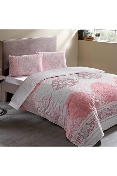 Taç 3604 Ranforce Kapitoneli Aryan Çift Kişilik Pembe Nevresim Takımı 60219013