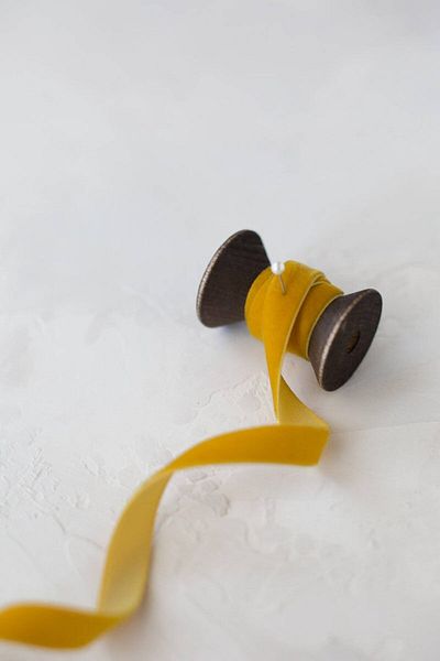 E Elmas Mustard Velvet Ribbon 1cm - 5m