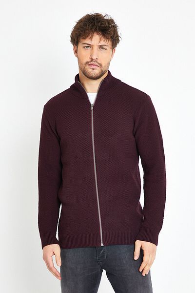 Matte Ζακέτα πουλόβερ Monaco Claret Red Knitwear με φερμουάρ
