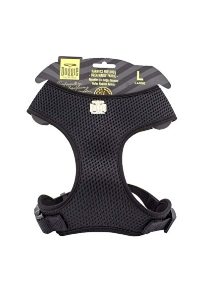 Doggie Siyah Dokuma Havalı Junıor Göğüs Tasma 2 x 45-55 cm