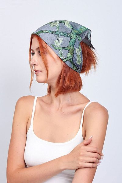 Lila Rosa Van Gogh Patterned Bandana Scarf