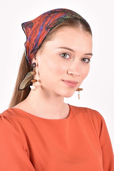 Lila Rosa Van Gogh Patterned Bandana Scarf