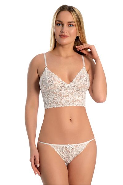 Zena Ecru Lace Bustier Δαντελένιο εσώρουχο Γυναικείο φανταχτερό σετ