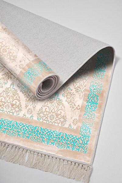 Alanur Home Eco Trend Djt 3-Piece Washable Non-Slip Base Bathroom Mat Set 1376 Classic Turquoise