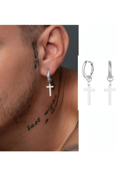 TakıConcept Gothic Punk Haç Erkek Kadın Küpe 2 Adet