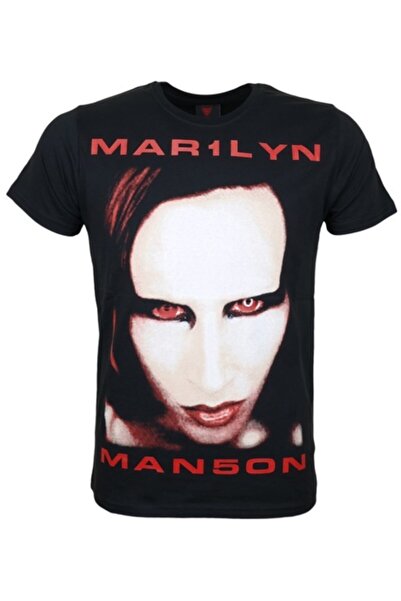 StüdyoÜmitTişört Marilyn Manson Faces Baskılı Penye Tişört