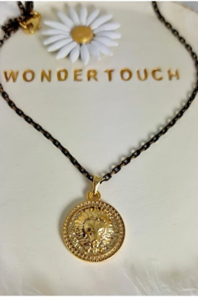 WONDER TOUCH 24k Altın Kaplama Aslan Burç Kolye,siyah Zincir Altın Yansımalı ...