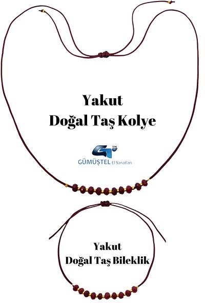 Gümüştel g t Certified Ruby Natural Stone Necklace & Bracelet Set Multifunctional Adjustable Lock System