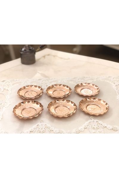 bodur ticaret Copper 6-Piece Tea Plate Set