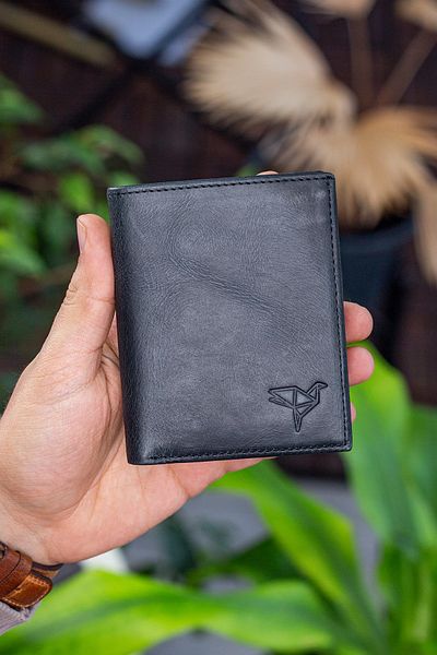 Garbalia Denver Vintage Leather Black Card Holder Wallet with Coin Compartment